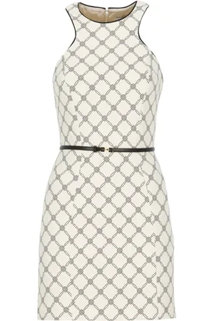 Elisabetta Franchi Kleedjes, Dames, , S, Leer, Ivoor Kleermouwloze Jurk met Riem