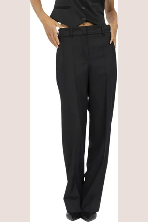 Incotex Broeken, Dames, Zwart, S, Wol, Wide Leg Sportbroek