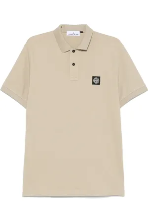 Stone Island Tops, Heren, , 3Xl, Katoen, Logo Patch Polo met Korte Mouwen