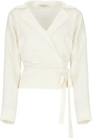 Serafini Blouses & Shirts, Dames, , M, Shirt met V-hals en kanten sluiting