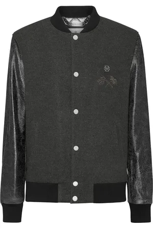 Philipp Plein Jassen, Heren, Grijs, M, Stijlvolle jas met uniek design