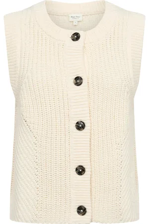 Part Two Truien, Dames, , 2Xl, Whitecap Gebreid Vest met Knoopsluiting