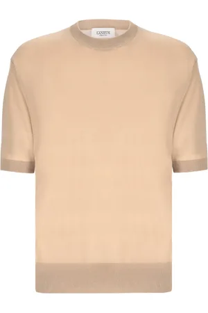 LANEUS Truien, Heren, Bruin, M, Katoen, Ronde hals T-shirt in katoengaren