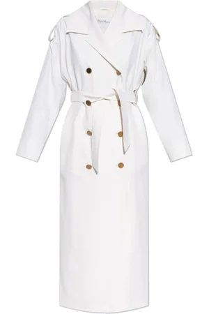 Max Mara Mantels, Dames, Wit, 3Xs, Wol, Wollen trenchcoat