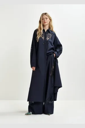 Essentiel Antwerp Kleedjes, Dames, Blauw, S, Katoen, Navy Cotton Maxi Dress