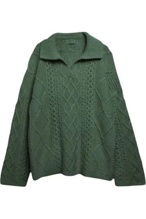 Guess Truien, Heren, Groen, L, Wol, Kabel Gebreide Trui