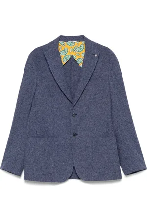 Manuel Ritz Jassen, Heren, Blauw, 2Xl, Blauwe Geknoopte Jas met Achteruitgangen