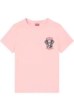 Kenzo Tops, Dames, Roze, L, Katoen, Elephant Crest T-Shirt