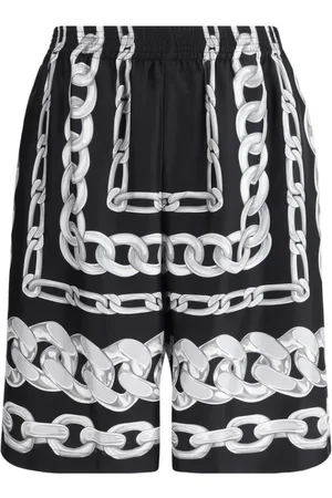 VERSACE Korte broeken, Heren, Zwart, S, Barocco Zijden Shorts