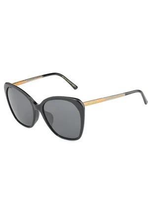 Jimmy Choo Accessoires, Dames, Zwart, ONE Size, Zwarte Metalen Zonnebril