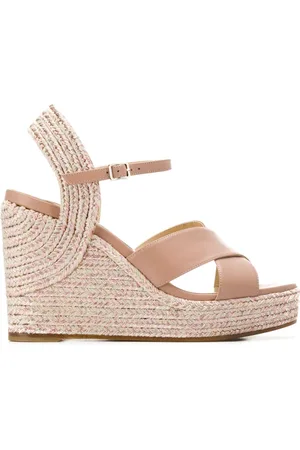 Jimmy Choo Schoenen, Dames, Roze, 37 EU, Leer, Roze Platte Schoenen met Gekruiste Bandjes