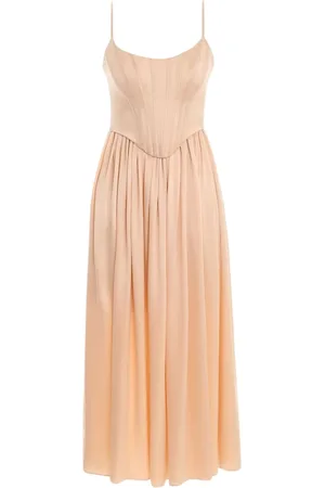 ZIMMERMANN Kleedjes, Dames, , S, Zijden Corset Jurk in Zandkleur