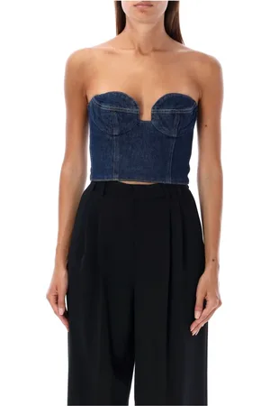 MAGDA BUTRYM Tops, Dames, Blauw, S, Denim, Bustier Denim Top