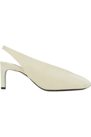 Jil Sander Schoenen, Dames, Wit, 38 EU, Leer, Witte leren slingback pumps met hoge hak