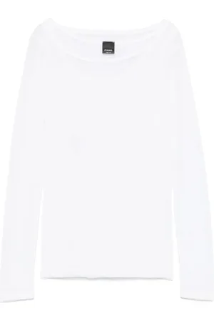 Pinko Tops, Dames, Wit, S, Katoen, Boot Sweater met Logo