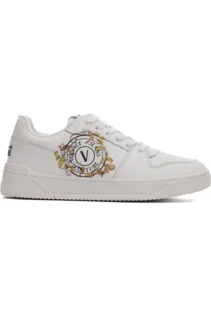 VERSACE Schoenen, Heren, Wit, 40 EU, Witte Sneakers met Logo Print