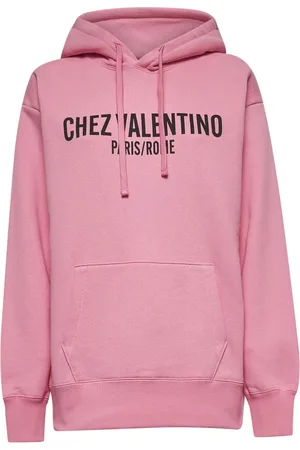 VALENTINO Sweatshirts & Hoodies, Dames, Roze, S, Katoen, Roze Hoodie met Chez Print