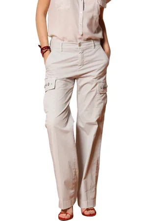 Masons Broeken, Dames, Grijs, 3Xs, Katoen, Cargo Broek Straight Fit Parel Grijs