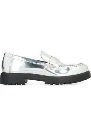 Tory Burch Schoenen, Dames, Grijs, 40 EU, Metallic Leren Loafers