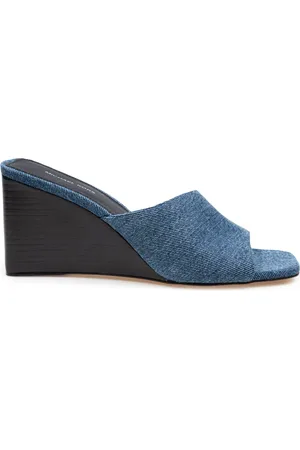 Michael Kors Schoenen, Dames, Blauw, 37 EU, Denim, Denim Sleehak Sandaal Slip-On Hakken