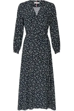 Tommy Hilfiger Kleedjes, Dames, Veelkleurig, XS, Bloemen Midi Wikkeljurk