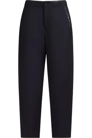 Marni Broeken, Dames, Blauw, S, Wol, Navy Wool Zipper Pants
