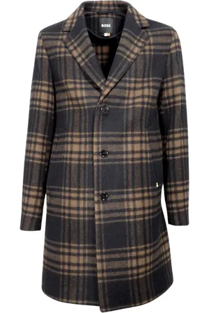 HUGO BOSS Mantels, Heren, Zwart, S, Wol, Formal Slim Fit Wollen Jas