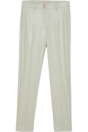 Patrizia Pepe Broeken, Dames, Groen, S, Leer, Slim Fit High-Waisted Skinny Broek