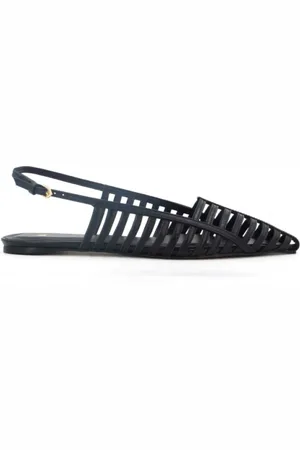CARRANO Schoenen, Dames, Zwart, 40 EU, Leer, Zwarte leren slingback sandalen