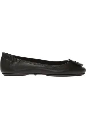 Tory Burch Schoenen, Dames, Zwart, 36 1/2 EU, Leer, Minnie Travel Ballerina`s
