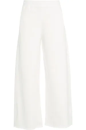 8PM Broeken, Dames, Wit, S, Witte Wide Leg Joggers Pluche Stof