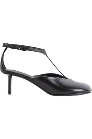 Jil Sander Schoenen, Dames, Zwart, 38 EU, Leer, Zwarte leren pumps met ronde neus