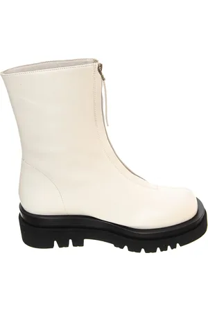 Jeffrey Campbell Schoenen, Dames, Wit, 38 EU, Leer, Witte Leren Enkellaarsjes