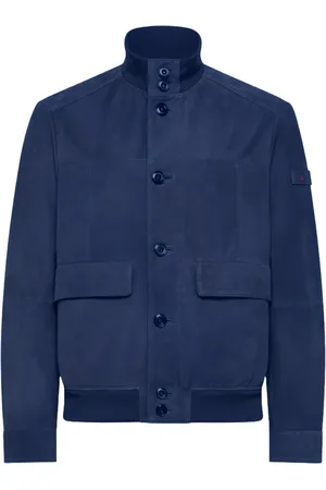 Peuterey Jassen, Heren, Blauw, M, Suède, Blauwe Suède Jas Chic Stijl