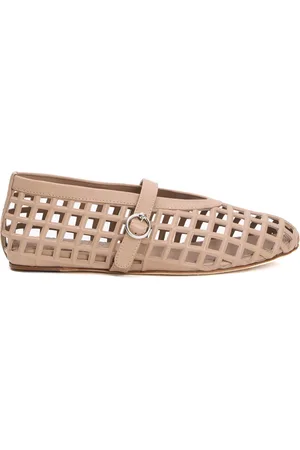3Juin Schoenen, Dames, , 40 EU, Taupe Leren Mesh Ballerina Schoenen