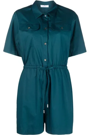 Paul Smith Jumpsuits & Playsuits, Dames, Blauw, S, Katoen, Blauwe Playsuit met Zakken en Korte Mouwen