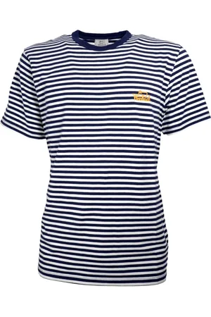 Woolrich Tops, Dames, Blauw, XL, Katoen, Zacht en Comfortabel Gestreept T-shirt