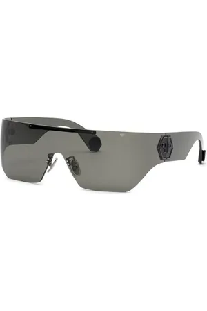 Philipp Plein Accessoires, Dames, Grijs, ONE Size, Metalen zonnebril met grijze lenzen