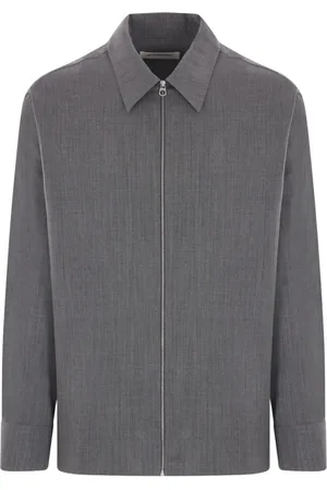 Jil Sander Jassen, Heren, Grijs, L, Wol, Grijze Wollen Overhemdjas