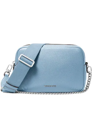 Michael Kors Tassen, Dames, Blauw, ONE Size, Leer, Chambray camera crossbody tas