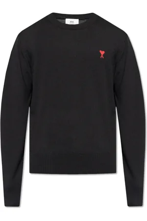 Ami Truien, Heren, Zwart, M, Wol, Woltrui met logo