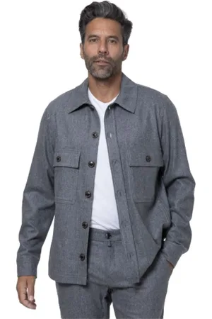 Jacob Cohen Jassen, Dames, Grijs, L, Grijs Flanellen Overshirt