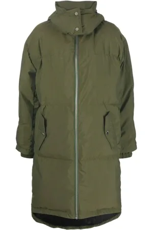 J.W.Anderson Mantels, Dames, Groen, 2Xs, Nylon, Groene Lange Puffer & Donsjas