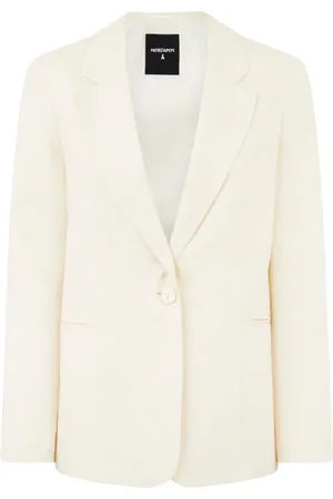Patrizia Pepe Jassen, Dames, Wit, M, Linnen, Ivory Oversized Button Blazer