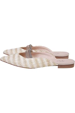 ELEVENTY Schoenen, Dames, , 36 EU, Katoen, Tweekleurige Stro Sabot met Strass