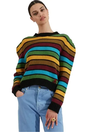 La DoubleJ Truien, Dames, Veelkleurig, M, Regenboogstreep Trui
