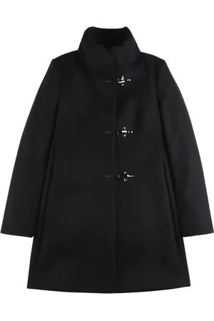 FAY Mantels, Dames, Zwart, M, Wol, Zwarte wollen jas met hoge kraag