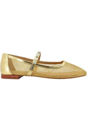 CARRANO Schoenen, Dames, Geel, 37 EU, Nylon, Nylon ballerina met studs en strass