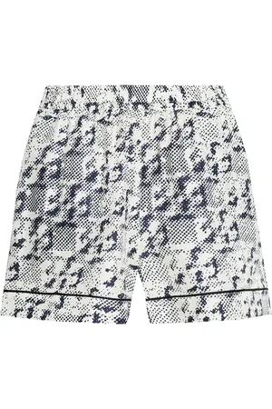 Tory Burch Korte broeken, Dames, Veelkleurig, M, Leer, Monogram Astretta Print Zijden Shorts