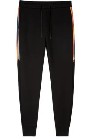 Paul Smith Broeken, Heren, Zwart, L, Katoen, Zwarte Loop Cotton joggingbroek met geschilderde streep print